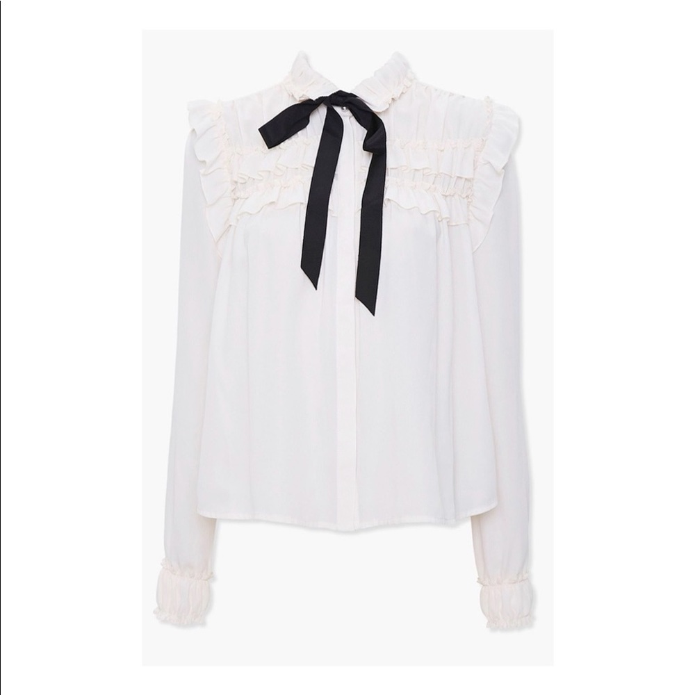 Ruffled pussycat bow top